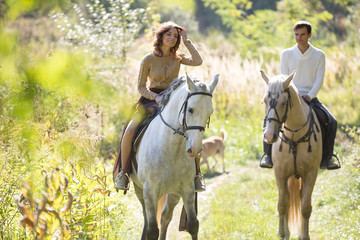 Young couple riding