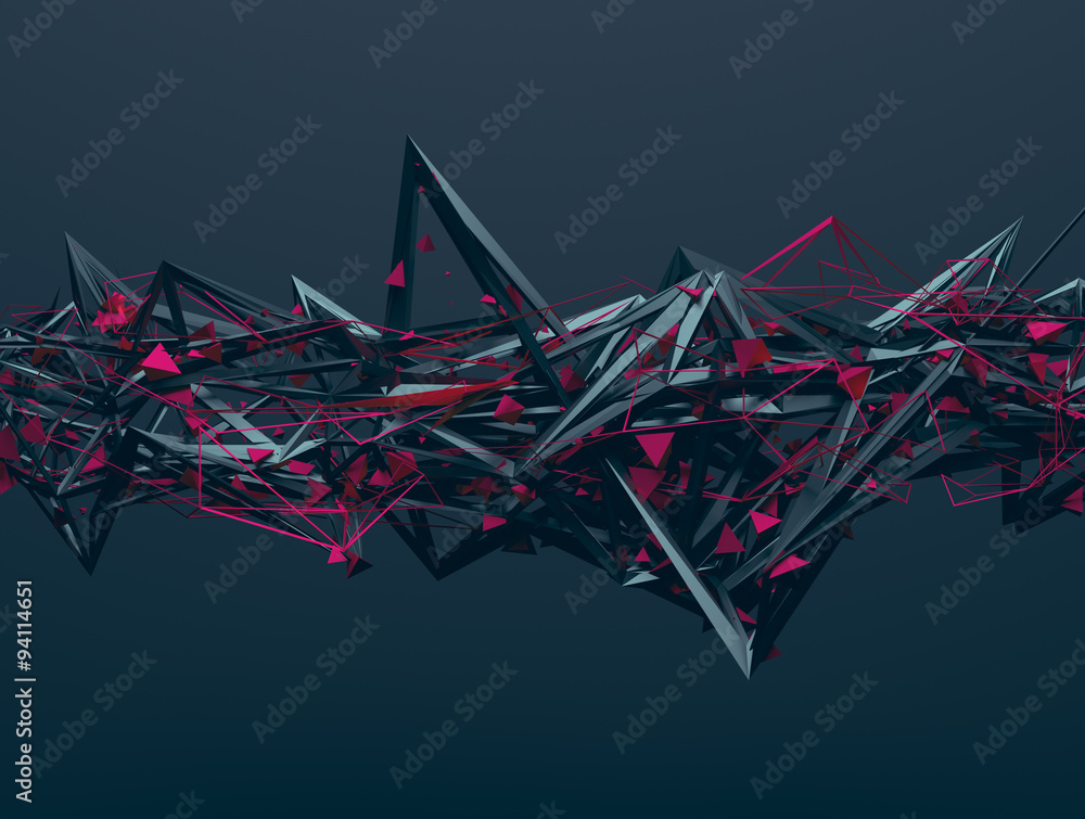 Poster abstract 3d rendering of chaotic structure.