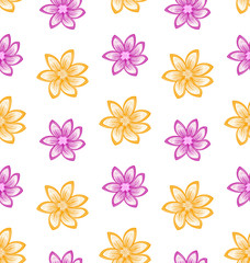 Fototapeta na wymiar Summer Seamless Pattern with Colorful Flowers