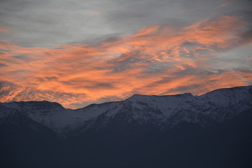 sunset at mound andes in santiago,chile