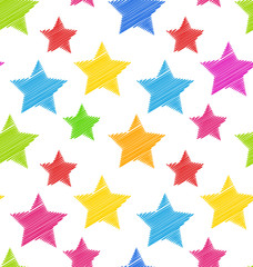 Seamless Texture with Colorful Stars, Elegance Kid Pattern