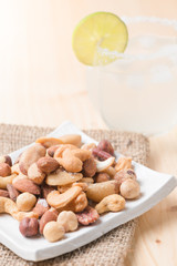 mix of various nuts on dish