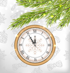 New Year Midnight Background with Clock 