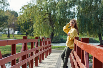 beautiful girl on nature background