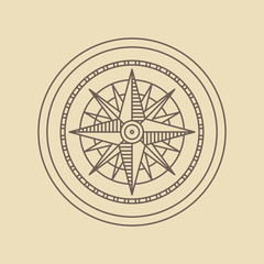 Round Linear Vintage Compass Logo.