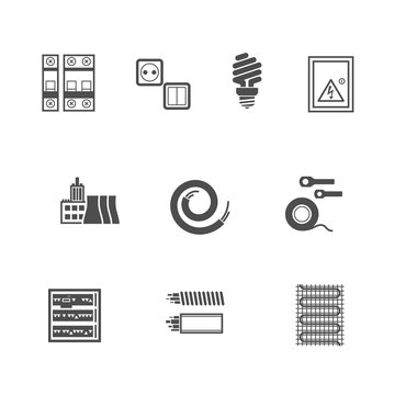Electrical Equipment Icons Set