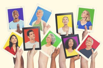Obraz premium Diversity Hands Digital Devices Communication Variation Concept