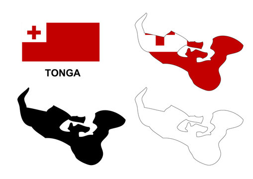 Tonga map vector, Tonga flag vector, isolated Tonga