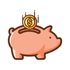 Piggy Bank Vector Icon, Finance Element