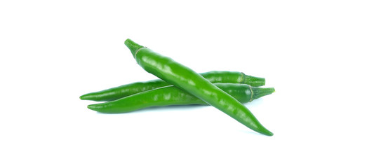 green chili on a white background