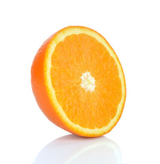 Slice of ripe tangerine isolated on white background