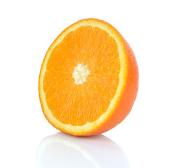 Slice of ripe tangerine isolated on white background