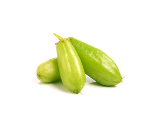 Bilimbi (Averhoa bilimbi Linn.) or cucumber fruit on white backg