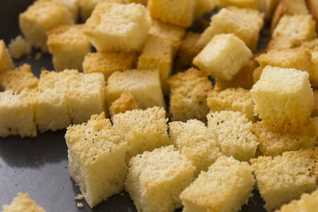 Bread crackers on a baking sheet