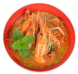 Tom yam koong isolate on white background