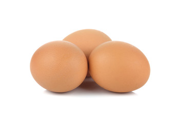 three eggs isolated on white background