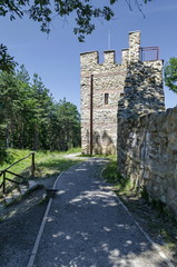 Tower and wall in prevails Mali town or Stari Mali grad, Belchin village, Bulgaria 