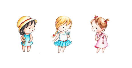 set of little girls