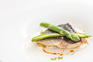 white fish with asparagus