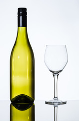 wine glass and bottle of white wine
