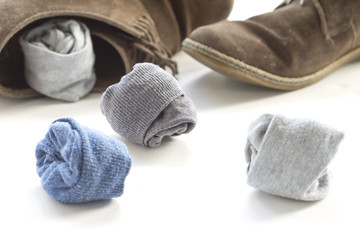 Socks and brown shoes.