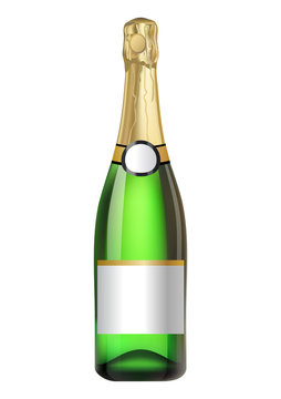 Vector champagne bottle with blank label. Created with gradient