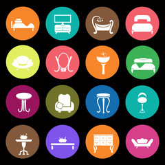 Set of sixteen interiors icons