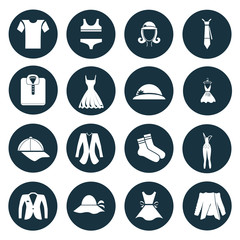 Set of sixteen clotht icons