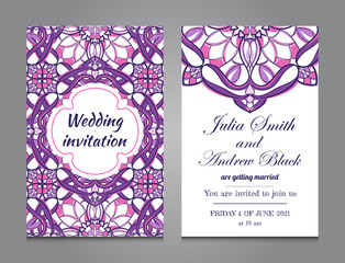 Wedding invitation in vintage ornamental style