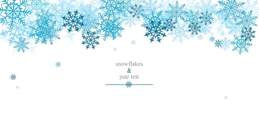 Foto auf Acrylglas winter print with blue snowflakes © lolo2013