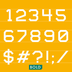 Geometrical monotype typeface numbers symbols Bold
