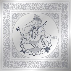 Fototapeta na wymiar Ganesha, wedding card, royal Rajasthan, India