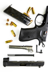 Disassembled handgun