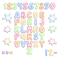 Abstract color alphabet and numbers for design