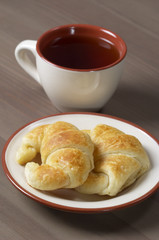 Fresh croissants and tea