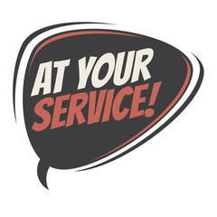 at your service retro speech bubble
