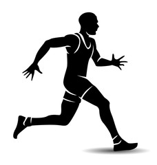 Vector silhouette of a running athlete