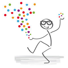 Feier – Männchen wirft mit Konfetti