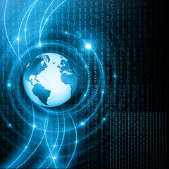 Best Internet Concept of global business. Globe, glowing lines