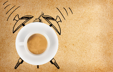 Disegno di sveglia con tazzina di caffè - 94129079