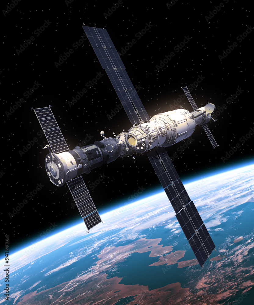 Wall mural space station in space