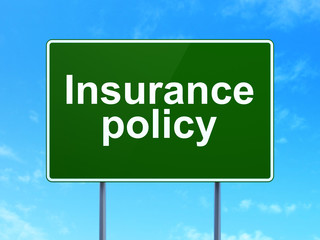 Insurance concept: Insurance Policy on road sign background