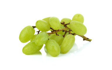Fresh green grapes. Isolated on white