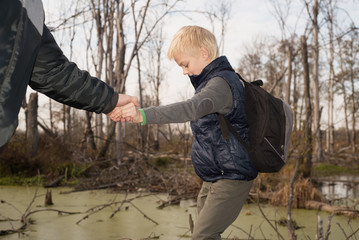 Boy-traveler with a backpack