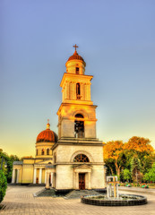 Fototapeta na wymiar Bell tower of the Nativity Cathedral in Chisinau - Moldova