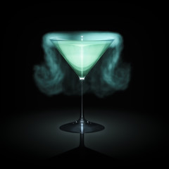 blue smoking cocktail glass