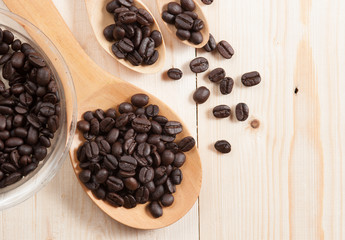 Coffee bean with wooden spoon