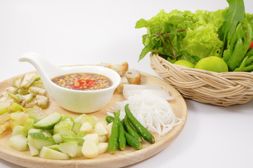 Vietnamese meatball wraps with vegetables (Nam-Neaung)