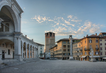 Fototapeta na wymiar Piazza della Liberta in Udine,Italy at sunrise time.