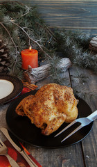 Fototapeta na wymiar Baked chicken for Christmas